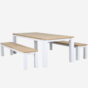 Clay 2200mm 3-Piece Dining Set (White)