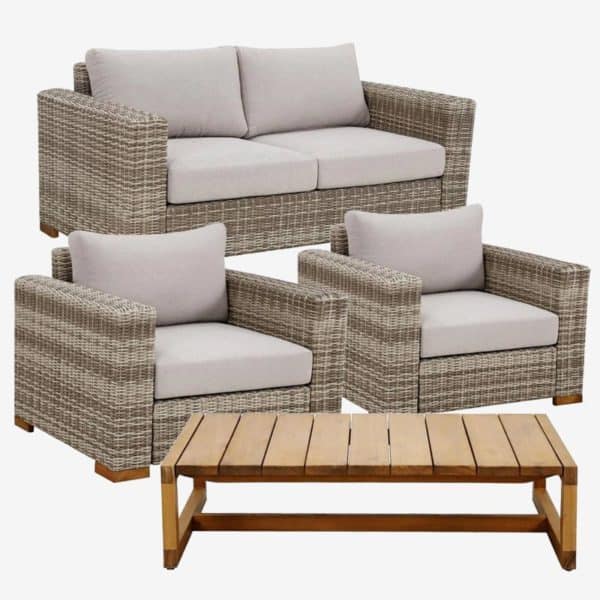 Hannah 4pc Double Lounge Bundle (Resin Wicker)