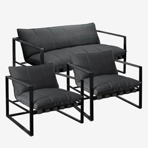 Atrium 3pc Double Lounge Set (Black)
