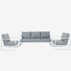 Colada 3-piece Triple Lounge Set - White - Geelong Outdoor Furniture