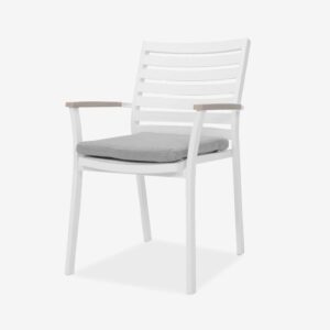 Sonar Dining Chair Teak Arm & Cushion (White)