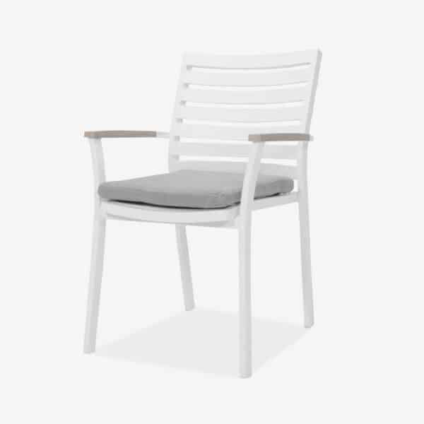 Sonar Dining Chair Teak Arm & Cushion (White)