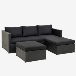 Entertainer Chaise Lounge with Ottoman (Black)