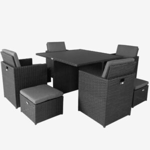 Seaside 9-piece Spacesaver Dining Set (Black)